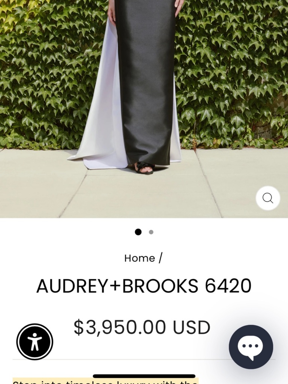 Audrey Brooke Black and pink custom made Satin Column Gown